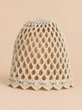 Cappello da donna traforato, elegante e leggero, colore beige, vista frontale nella foto del prodotto