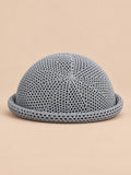 Basco fascinator a rete all’uncinetto, stile francese, colore grigio, vista frontale