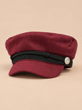 Cappello da marinaio a otto spicchi, stile capitano, colore bordeaux, vista frontale