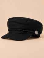 Cappello da marinaio a otto spicchi, stile capitano, colore nero, vista di tre quarti