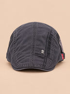 Cappello gavroche piatto in cotone per tutte le stagioni, colore grigio scuro, vista frontale