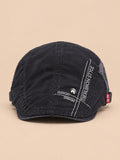 Cappello gavroche piatto in cotone per tutte le stagioni, colore nero, vista frontale