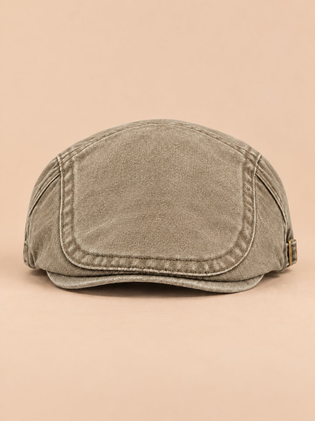 Basco da pittore regolabile in cotone con visiera, stile rétro, modello 5, colore beige, vista frontale