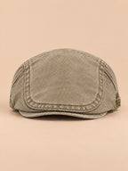 Basco da pittore regolabile in cotone con visiera, stile rétro, modello 5, colore beige, vista frontale