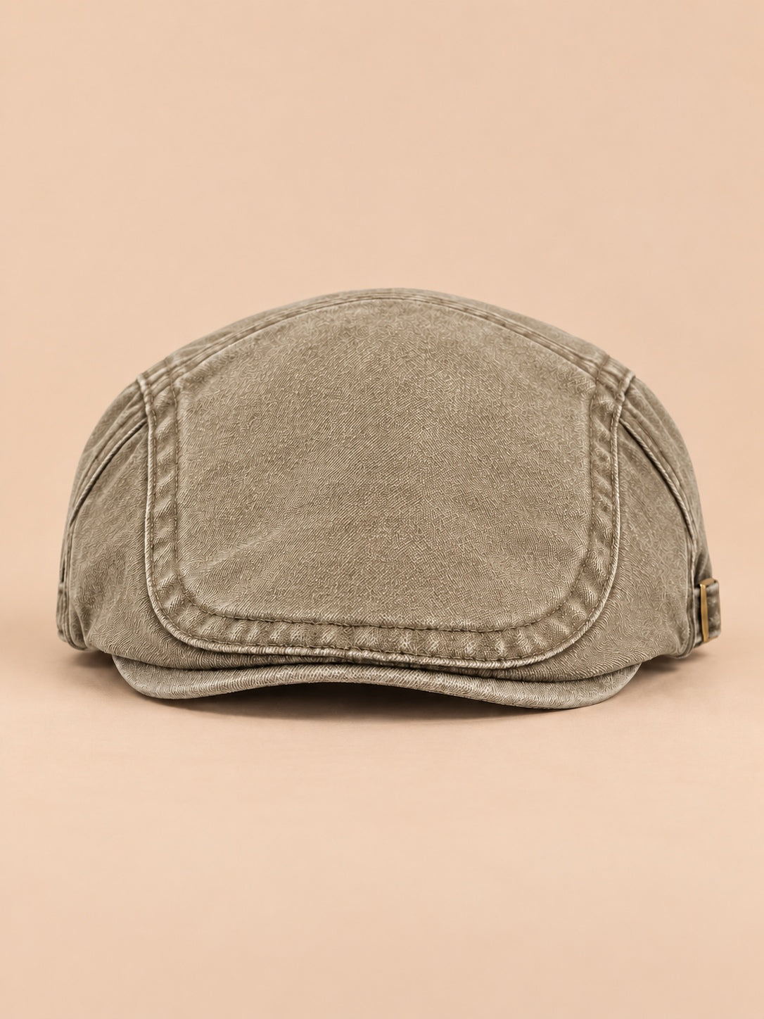 Basco da pittore regolabile in cotone con visiera, stile rétro, modello 5, colore beige, vista frontale