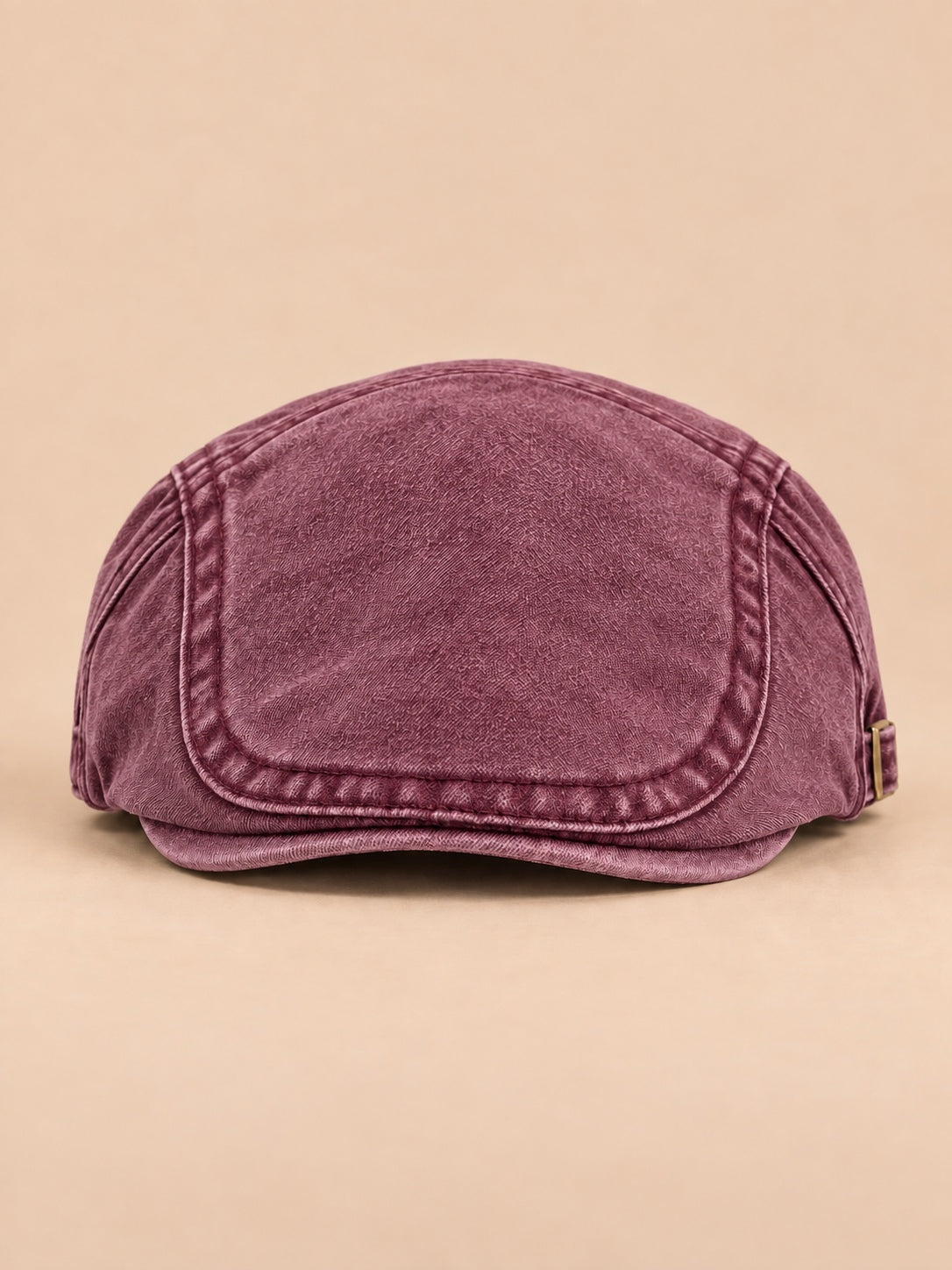 Basco da pittore regolabile in cotone con visiera, stile rétro, modello 1, colore bordeaux, vista frontale