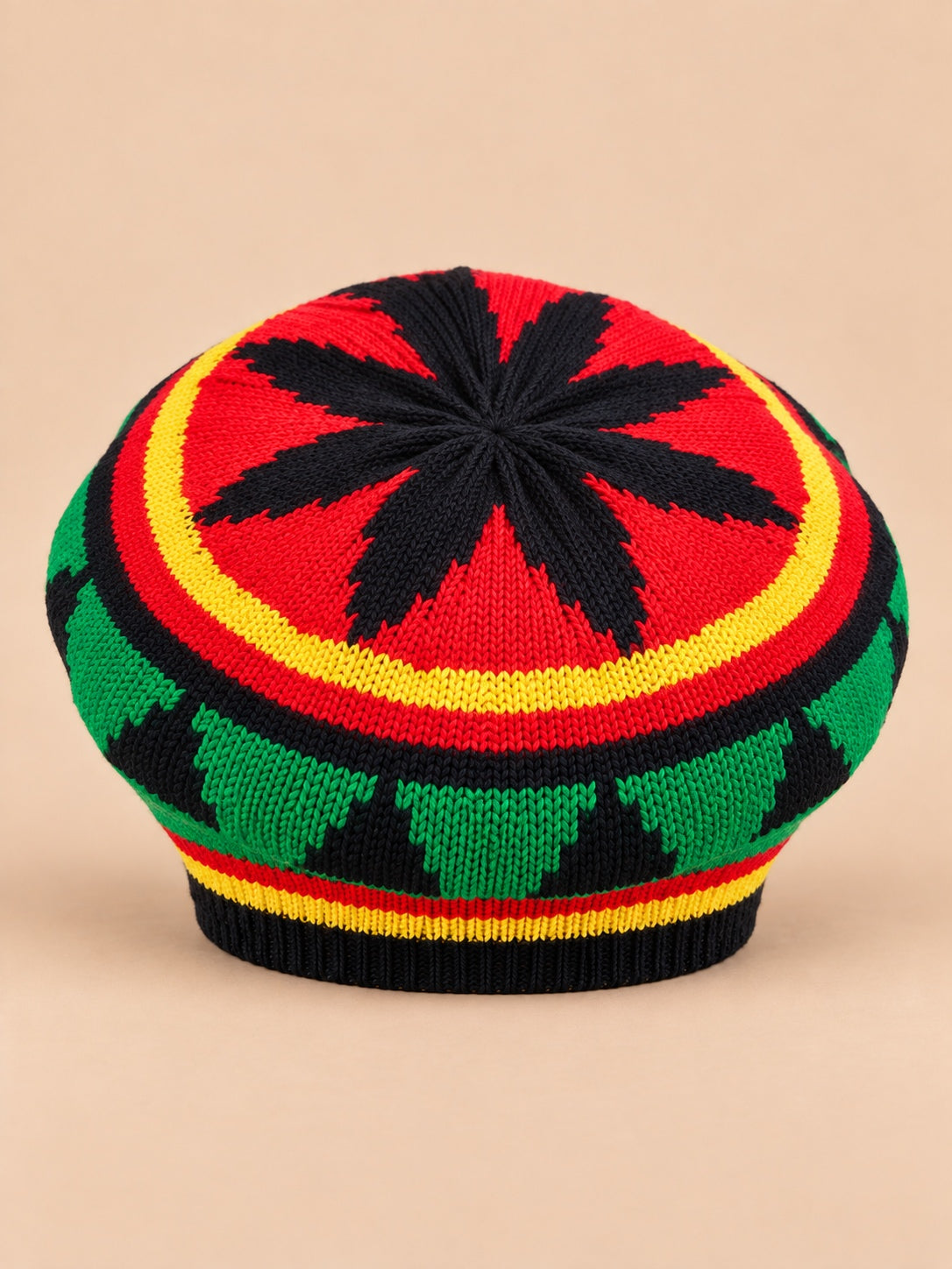 Basco rasta in maglia con stampa multicolore, colore multicolore, vista frontale