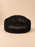 Basco da donna a rete traforato, stile fascinator rétro, colore nero, vista frontale