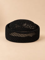 Basco da donna a rete traforato, stile fascinator rétro, colore nero, vista frontale
