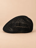 Basco da donna a rete traforato, stile fascinator rétro, colore nero, vista frontale