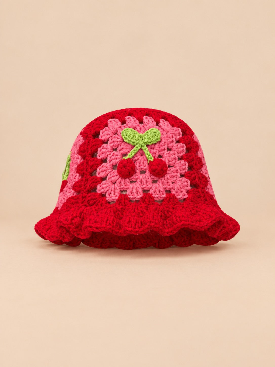 Cappello da pescatore da donna all’uncinetto con fiori, stile coreano, modello 10, vista frontale