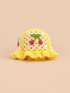 Cappello da pescatore da donna all’uncinetto con fiori, stile coreano, modello 11 visto di fronte