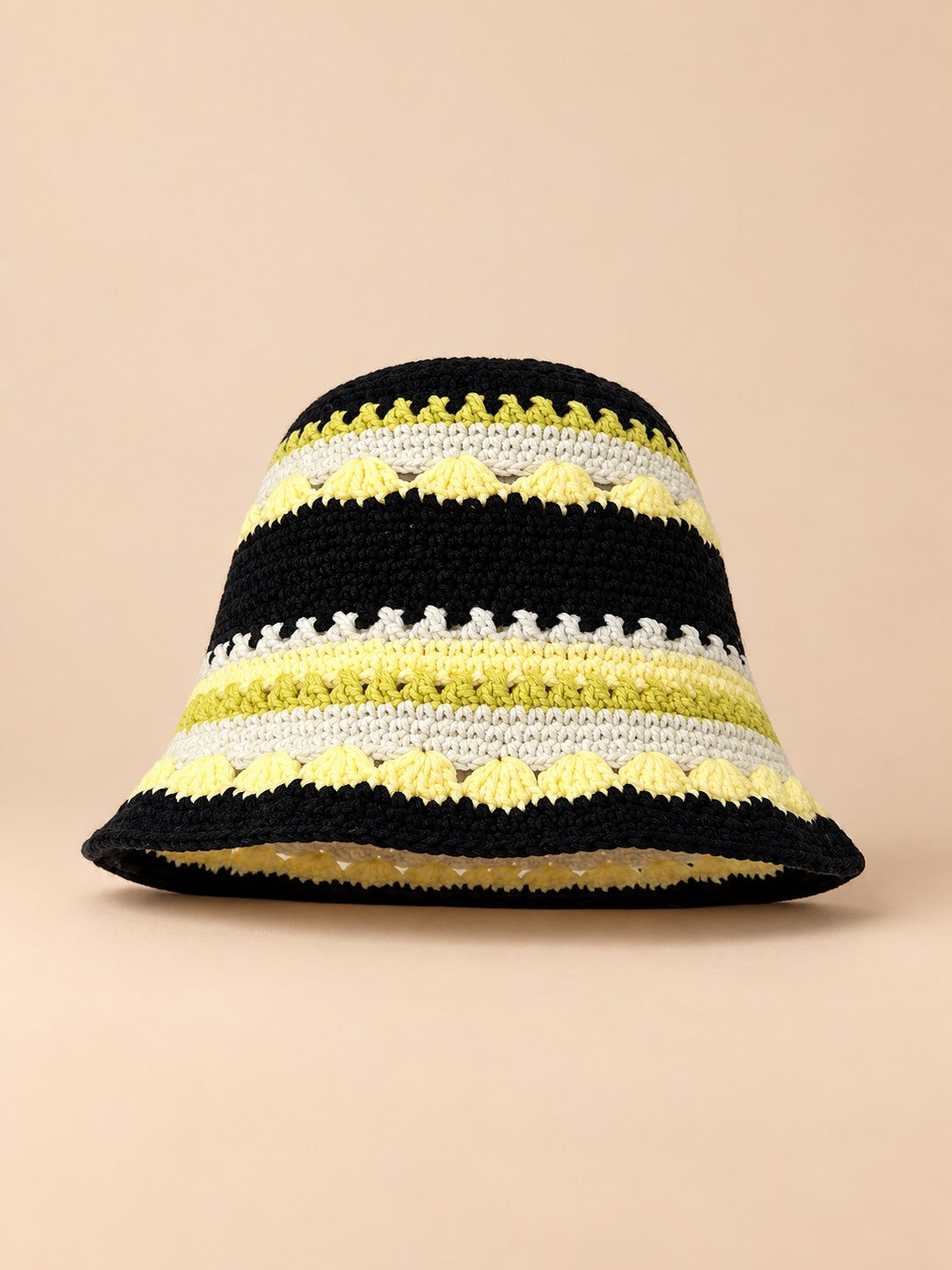 Cappello da pescatore da donna all’uncinetto con fiori, stile coreano, modello 12, vista frontale