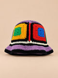 Cappello da pescatore da donna all’uncinetto con fiori, stile coreano, modello 17, vista frontale