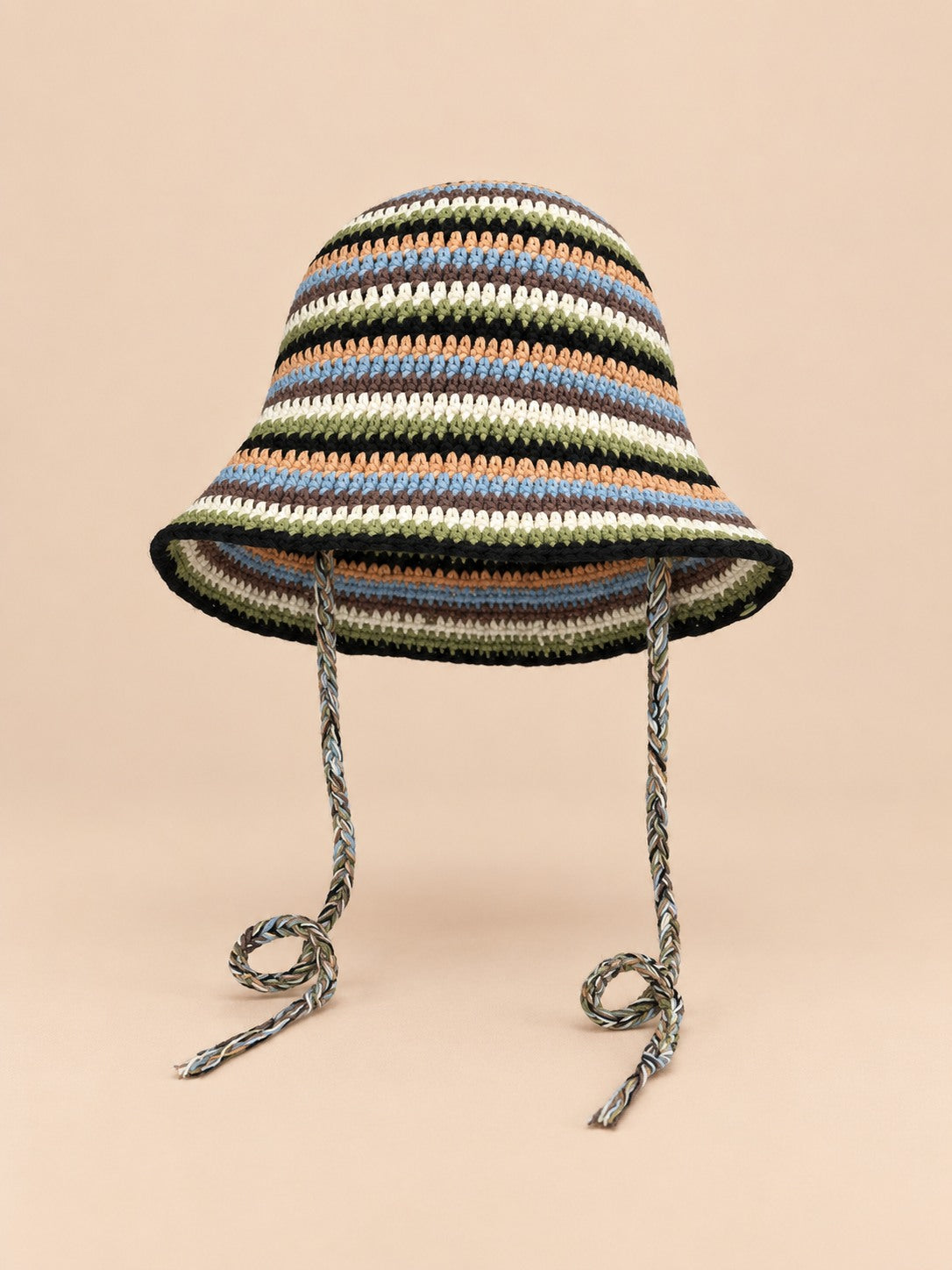 Cappello da pescatore da donna all’uncinetto con fiori, stile coreano, modello 25, vista frontale