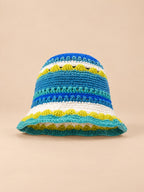 Cappello da pescatore da donna all’uncinetto con fiori, stile coreano, modello 30, vista frontale