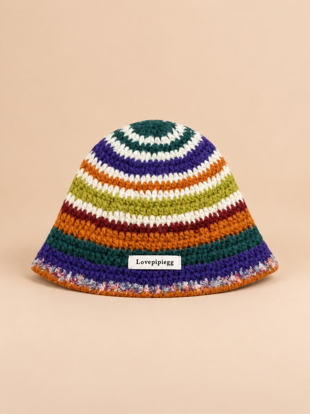 Cappello da pescatore da donna all’uncinetto con fiori, stile coreano, modello 7, vista frontale