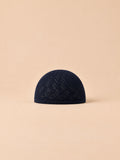 Cappello a calotta vintage a rete lavorata all’uncinetto, colore blu scuro, vista frontale