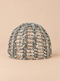 Cappello a calotta all’uncinetto con paillettes da spiaggia, colore grigio, vista frontale