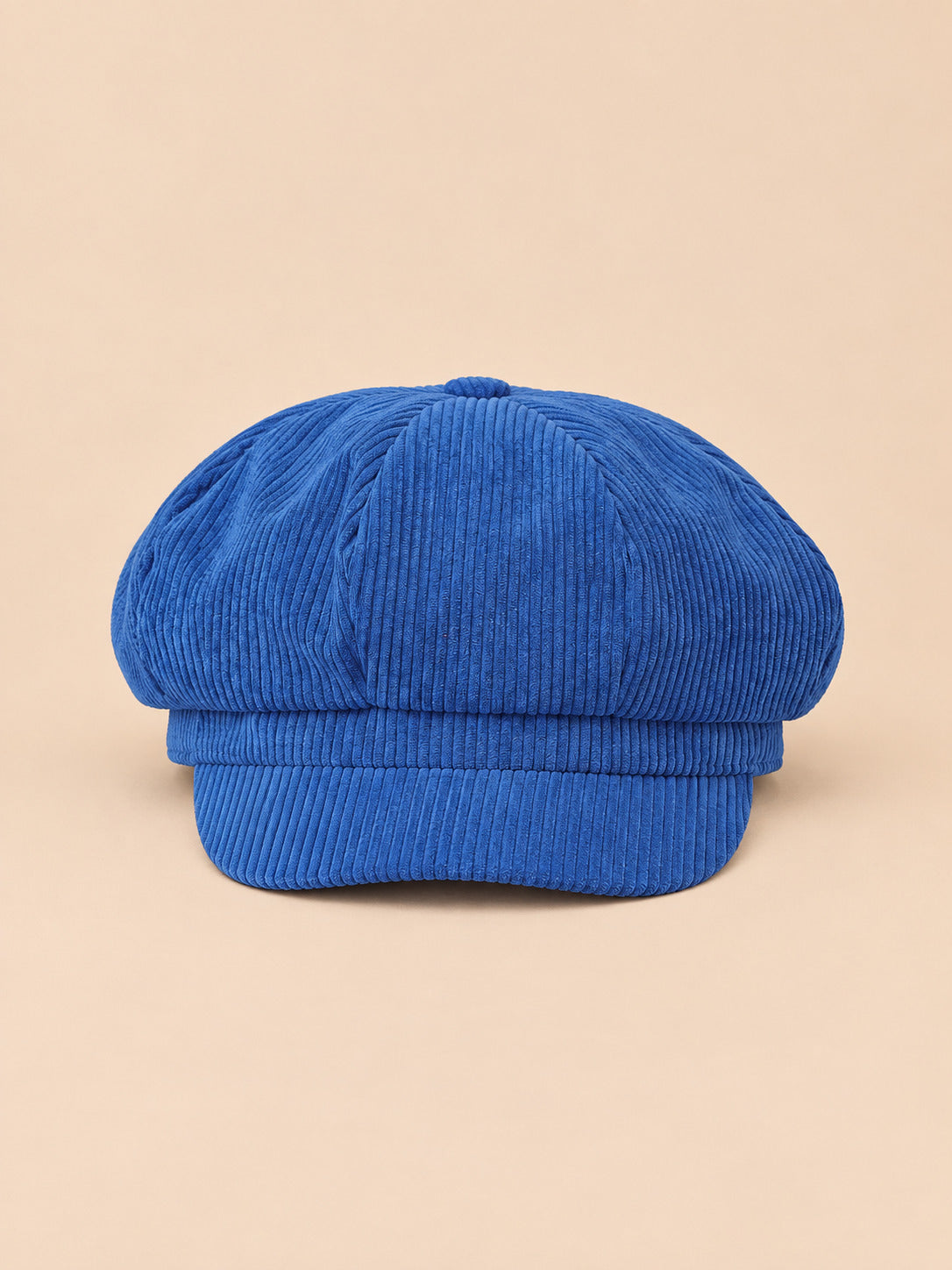 Cappello gavroche a otto spicchi, stile basco vintage, colore blu, vista frontale