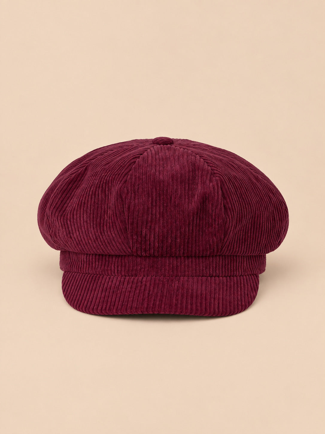 Cappello gavroche a otto spicchi, stile basco vintage, colore bordeaux, vista frontale
