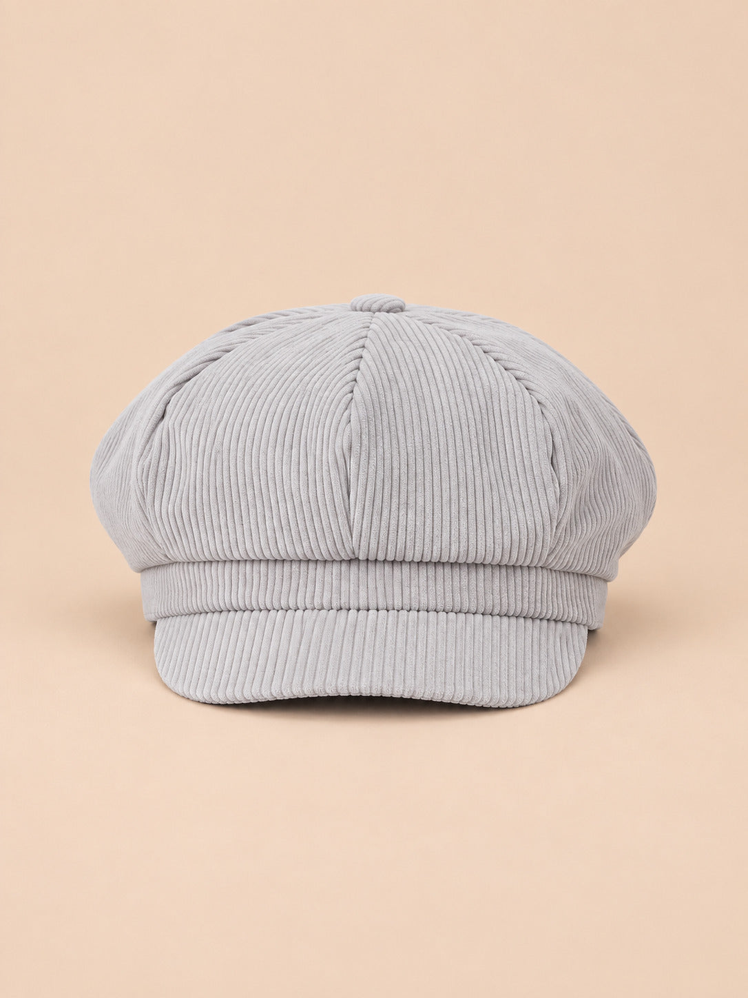 Cappello gavroche a otto spicchi, stile basco vintage, colore grigio, vista frontale