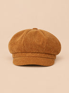 Cappello gavroche a otto spicchi, stile basco vintage, colore giallo, vista frontale