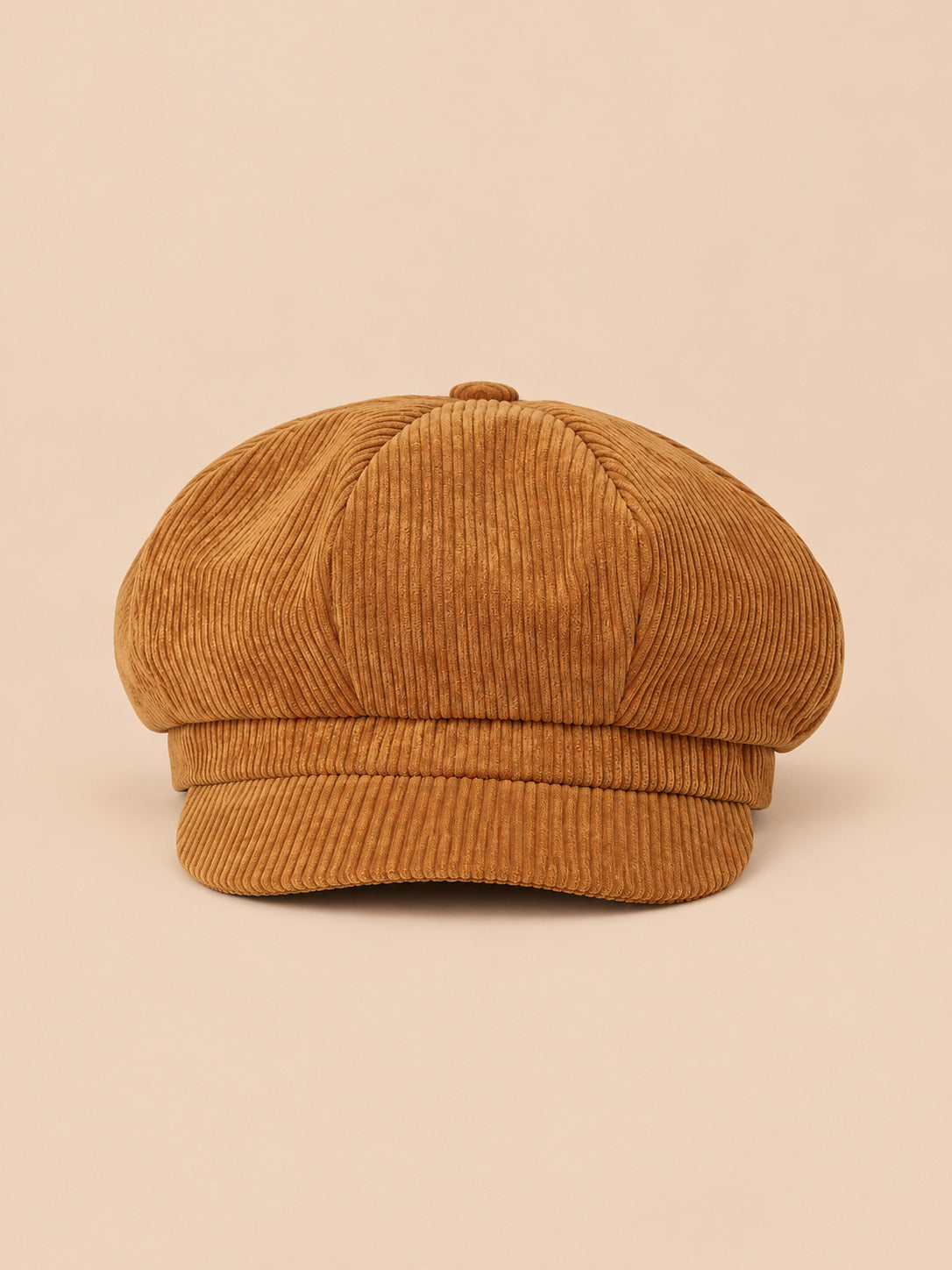 Cappello gavroche a otto spicchi, stile basco vintage, colore giallo, vista frontale