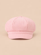 Cappello gavroche a otto spicchi, stile basco vintage, colore rosa, vista frontale