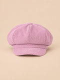 Cappello gavroche a otto spicchi, stile basco vintage, colore rosa, vista frontale