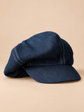 Cappello gavroche in cotone pied-de-poule, stile vintage, colore argento, vista frontale