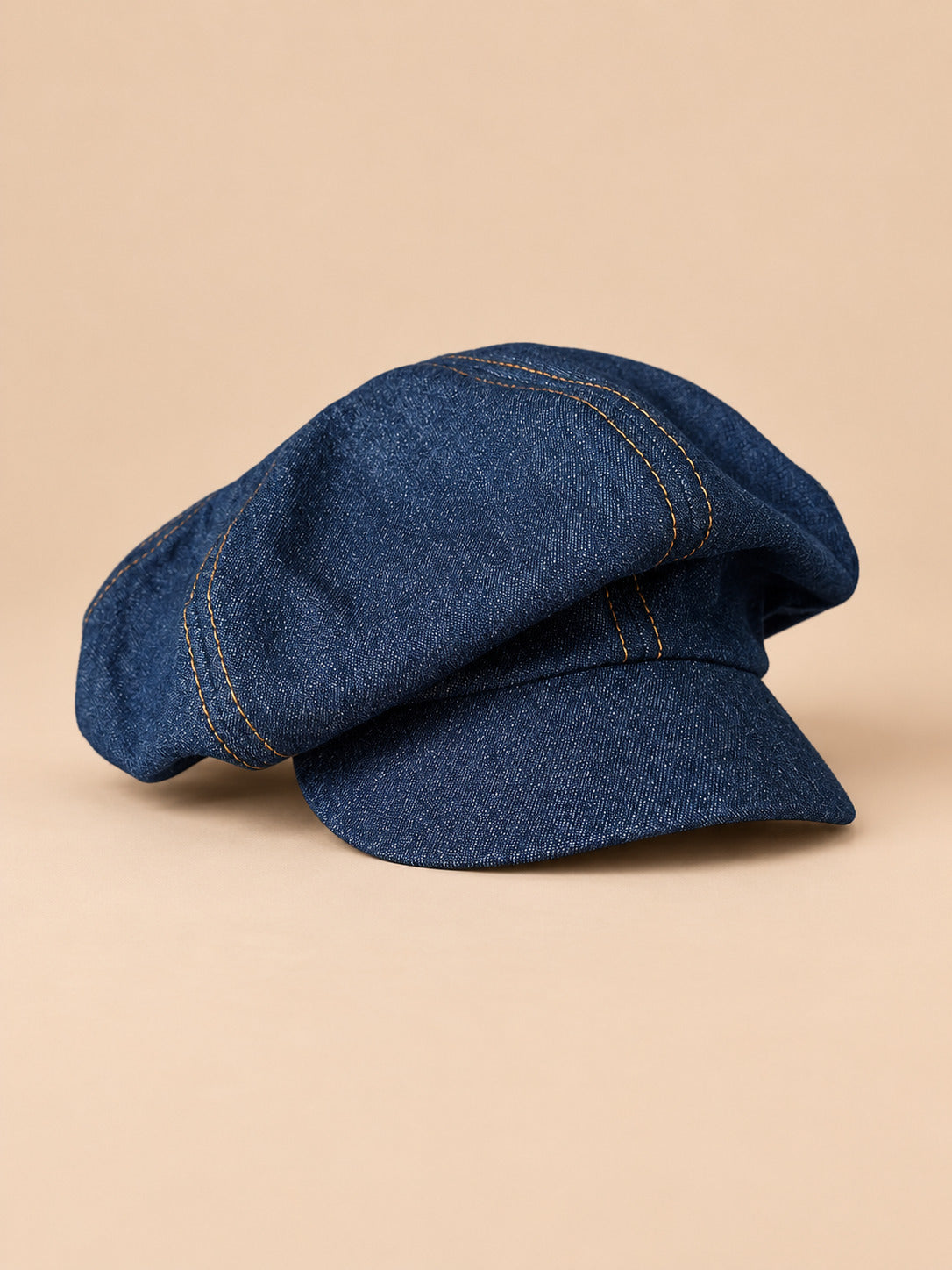 Cappello gavroche in cotone pied-de-poule, stile vintage, colore grigio, vista frontale