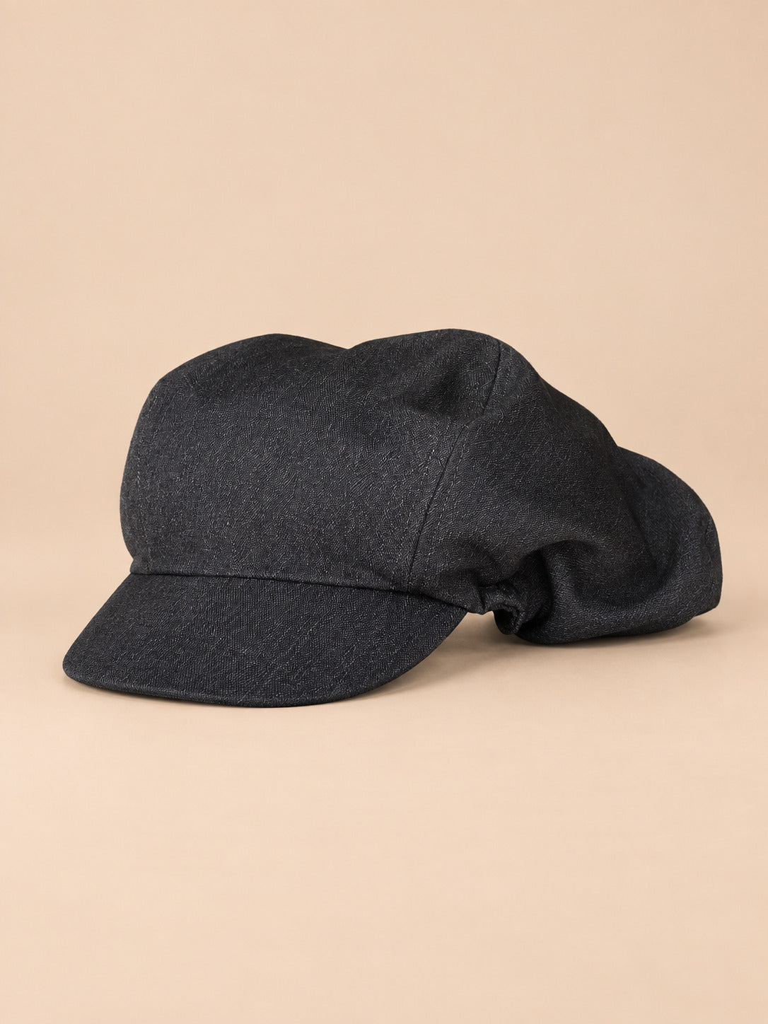 Cappello gavroche in cotone pied-de-poule, stile vintage, colore grigio scuro, vista frontale