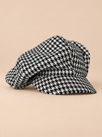 Cappello gavroche in cotone pied-de-poule, stile vintage, colore multicolore, vista di tre quarti