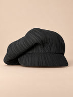 Cappello gavroche in cotone pied-de-poule, stile vintage, colore nero, vista frontale