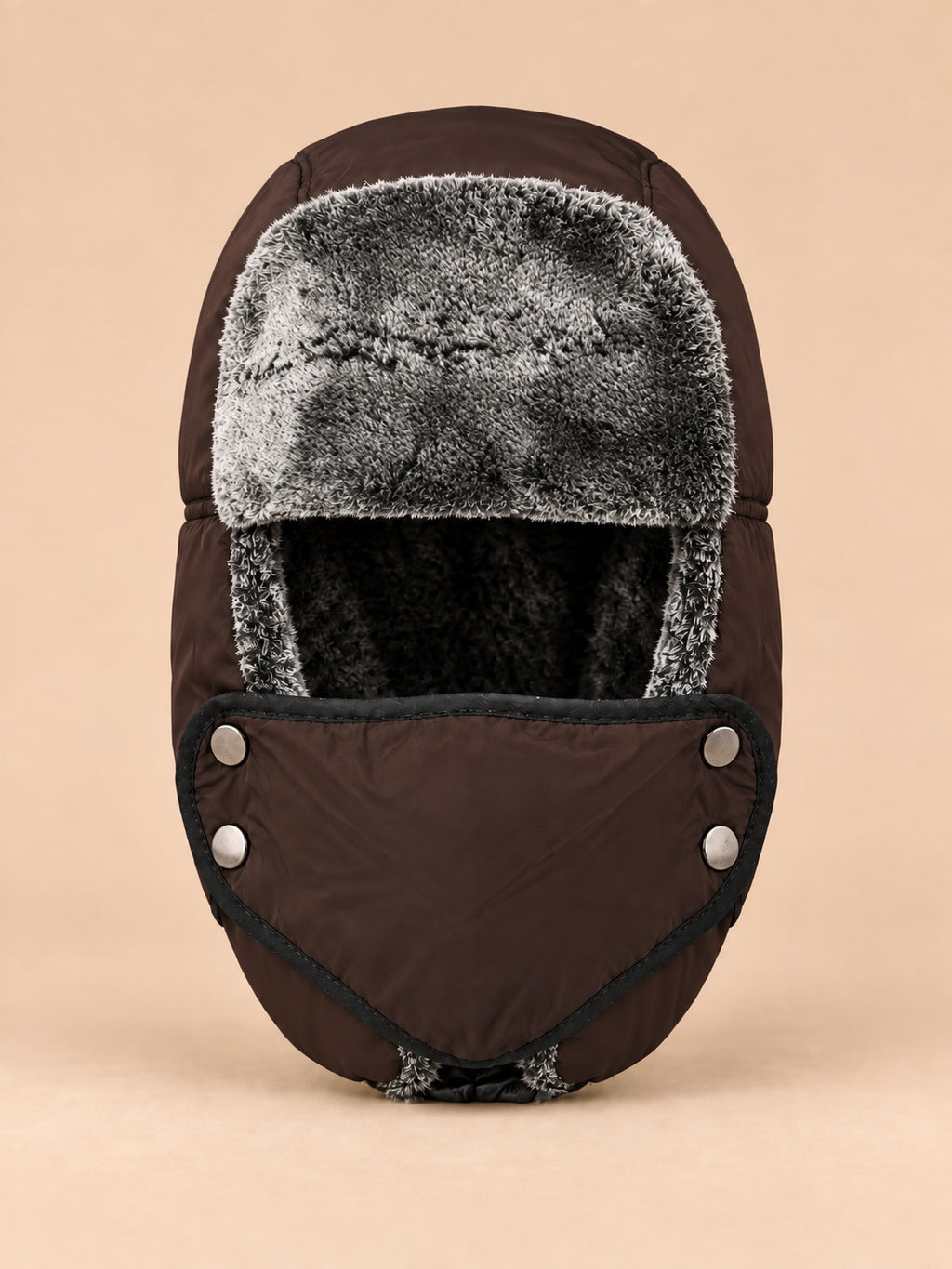 Colbacco da aviatore con maschera antivento per l’inverno, colore marrone, vista frontale