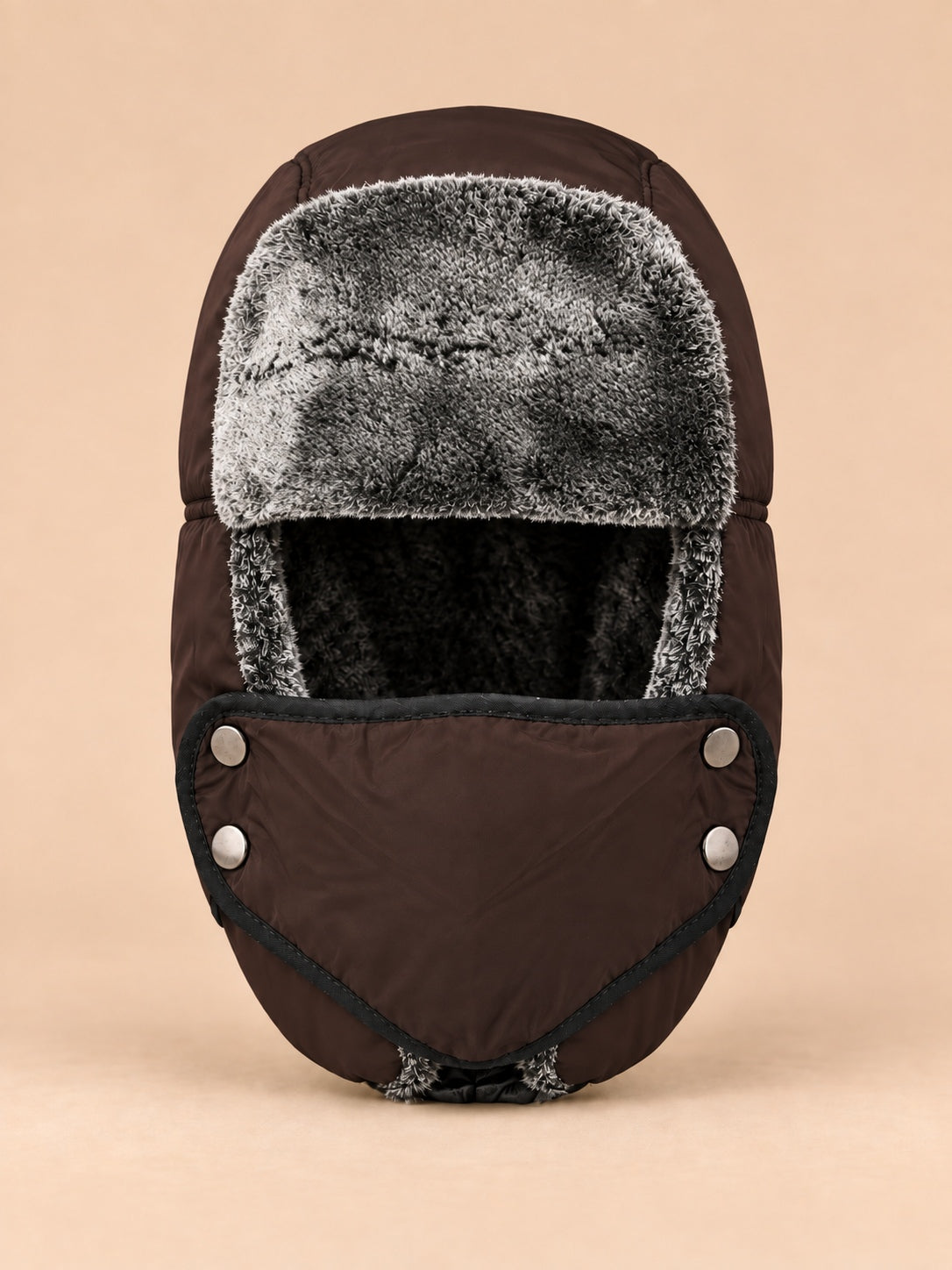 Colbacco da aviatore con maschera antivento per l’inverno, colore marrone, vista frontale
