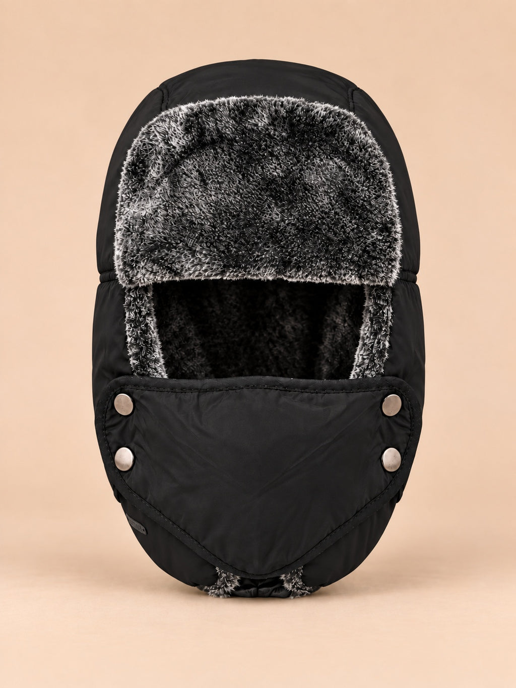 Colbacco da aviatore con maschera antivento per l’inverno, colore nero, vista frontale