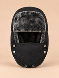 Colbacco da aviatore con maschera antivento per l’inverno, colore nero, vista frontale