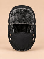 Colbacco da aviatore con maschera antivento per l’inverno, colore nero, vista frontale