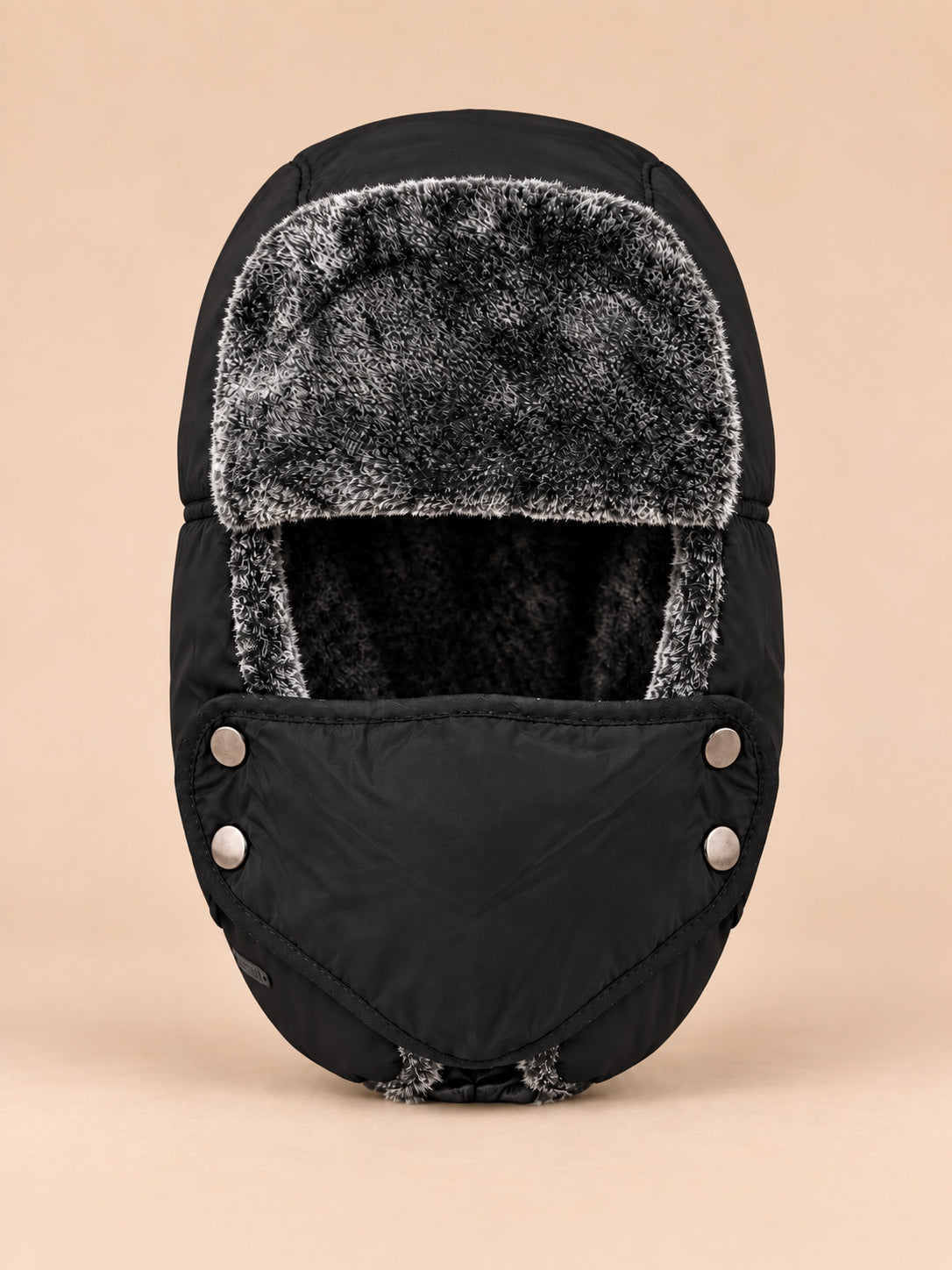 Colbacco da aviatore con maschera antivento per l’inverno, colore nero, vista frontale