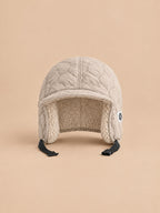 Colbacco da aviatore reversibile e impermeabile con paraorecchie, colore beige, vista frontale