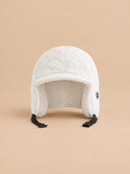 Colbacco da aviatore reversibile e impermeabile con paraorecchie, colore bianco, vista frontale