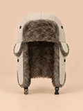 Colbacco da trapper da uomo con paraorecchie e sottogola, colore beige, vista frontale