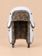Colbacco da trapper da uomo con paraorecchie e sottogola, colore bianco, vista frontale