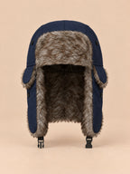 Colbacco da trapper da uomo con paraorecchie e sottogola, colore blu navy, vista frontale