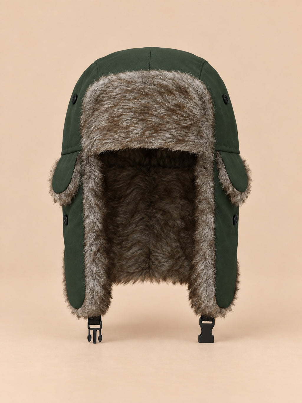Colbacco da trapper da uomo con paraorecchie e sottogola, colore verde scuro, vista frontale