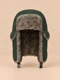 Colbacco da trapper da uomo con paraorecchie e sottogola, colore verde scuro, vista frontale