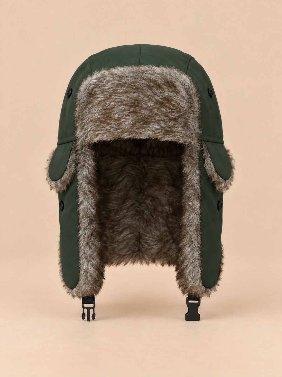 Colbacco da trapper da uomo con paraorecchie e sottogola, colore verde scuro, vista frontale