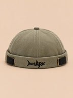 Berretto docker Bocca regolabile in cotone con squalo ricamato, colore verde, vista frontale